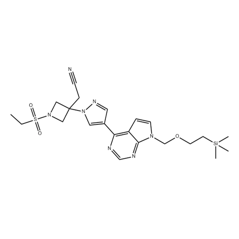 2-(1-(ethylsulfonyl)-3-(4-(7-((2-(trimethylsilyl)ethoxy)methyl)-7H-pyrrolo[2,3-d]pyrimidin-4-yl)-1H-pyrazol-1-yl)azetidin-3-yl)acetonitril