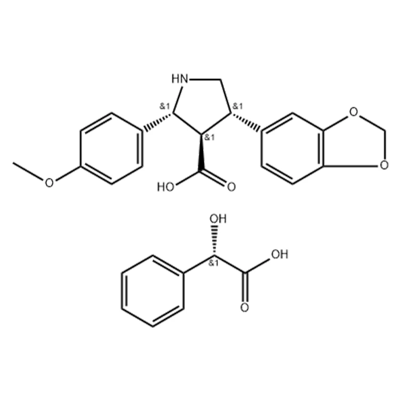 3-Pyrrolidincarboxylsyre, 4-(1,3-benzodioxol-5-yl)-2-(4-methoxyphenyl)-, (2R,3R,4S)-, (αS)-a-hydroxybenzenacetat