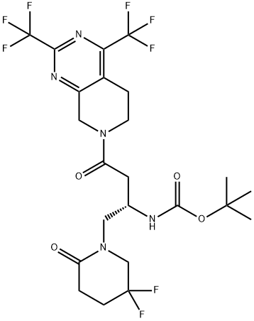 tert-butyl ((1S)-3-{2,4-bis(trifluormethyl)-5,8-dihydropyrido[3,4-d]pyrimidin-7(6H)-yl}-1-[(5,5-difluor-2-oxopiperidin-1-yl)methyl]-3-oxopropyl)carbamat